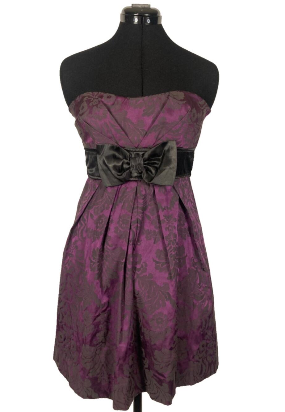 7 bows sweetheart mini ballgown party dress damask dusk purple satin speechless